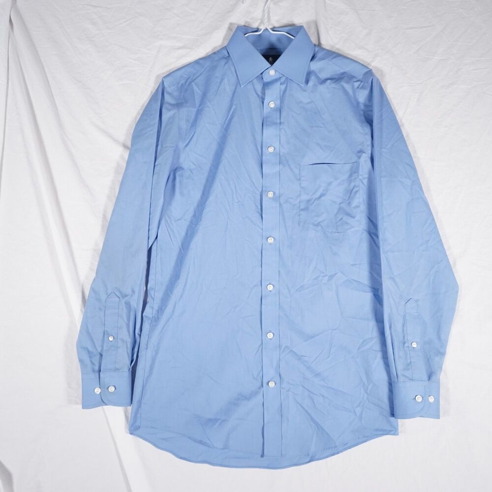 Stafford Blue Dress Shirt Button Up Easy Care Broadcloth 14.5 - Picture 8 of 8